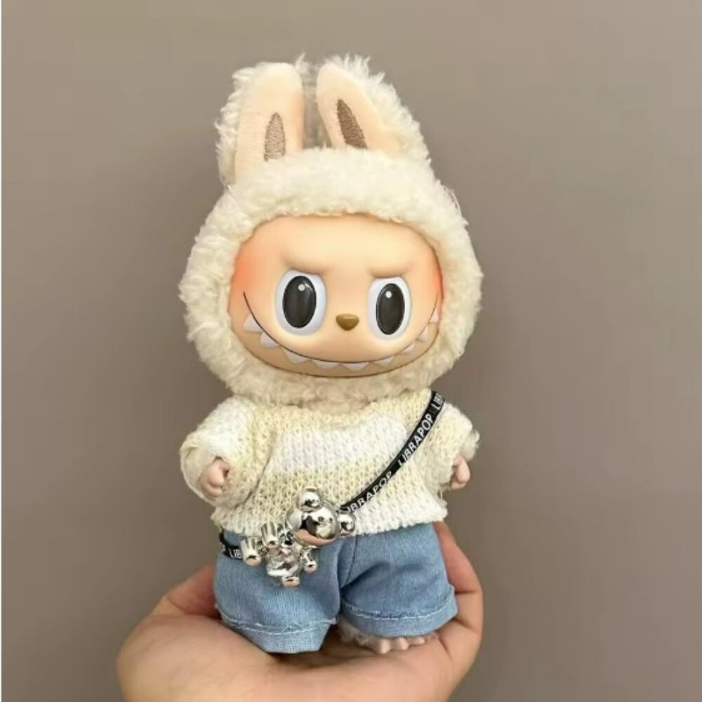 labubu 3 pc set top jeans and bear bag no doll